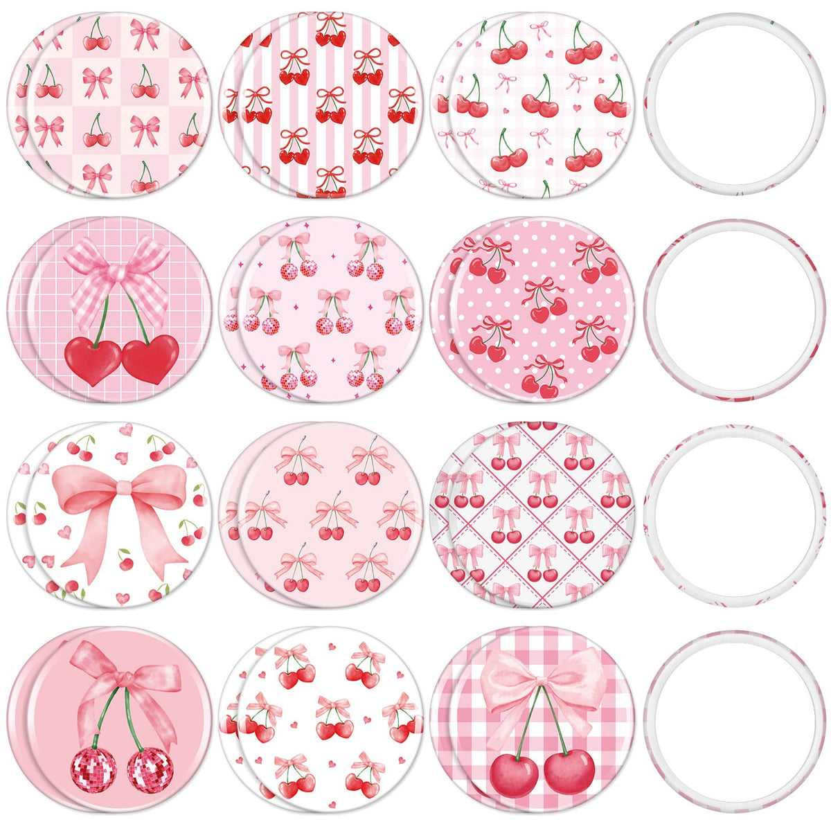 Miroir compact Weysat au design noeud cerise rose, idéal pour retouches rapides.