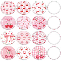 Miroir compact Weysat au design noeud cerise rose, idéal pour retouches rapides.