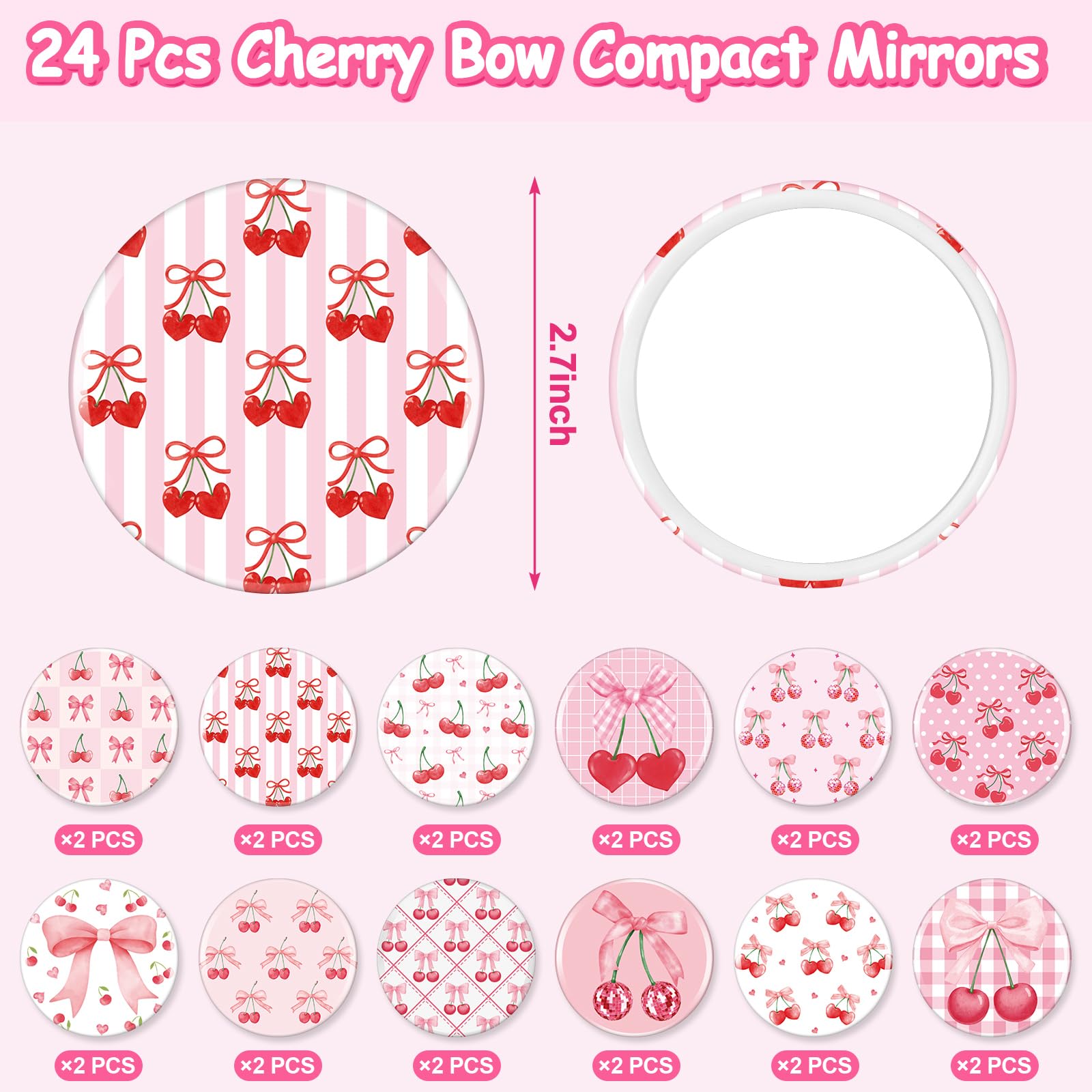 Miroir Weysat portable rose-coquette, parfait dans le sac pour retouches en déplacement.