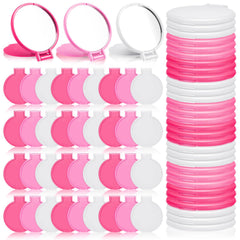 Miroir Weysat rose ouvert, idéal pour retouches rapides en déplacement.