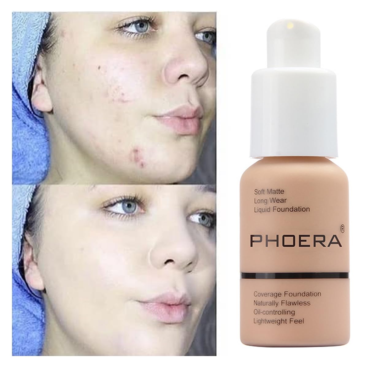 PHOERA Foundation de la marque WFWJ, bouteille Beige sable, teinte équilibrée.