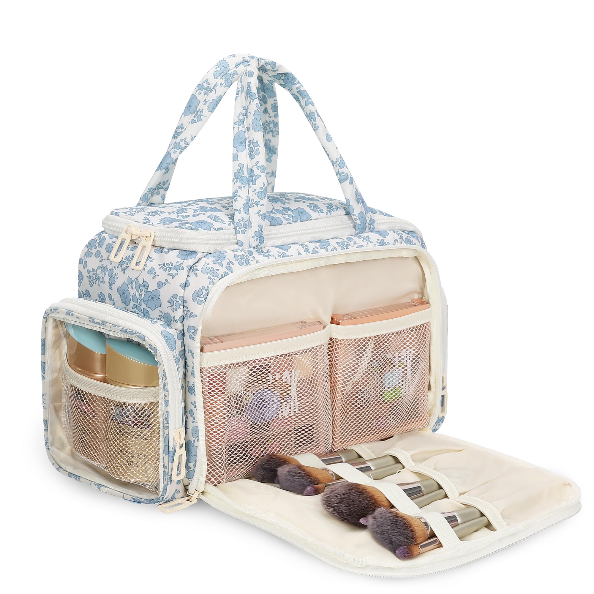 Trousse WGEAR ouverte avec grand compartiment central pour voyage et maquillage
