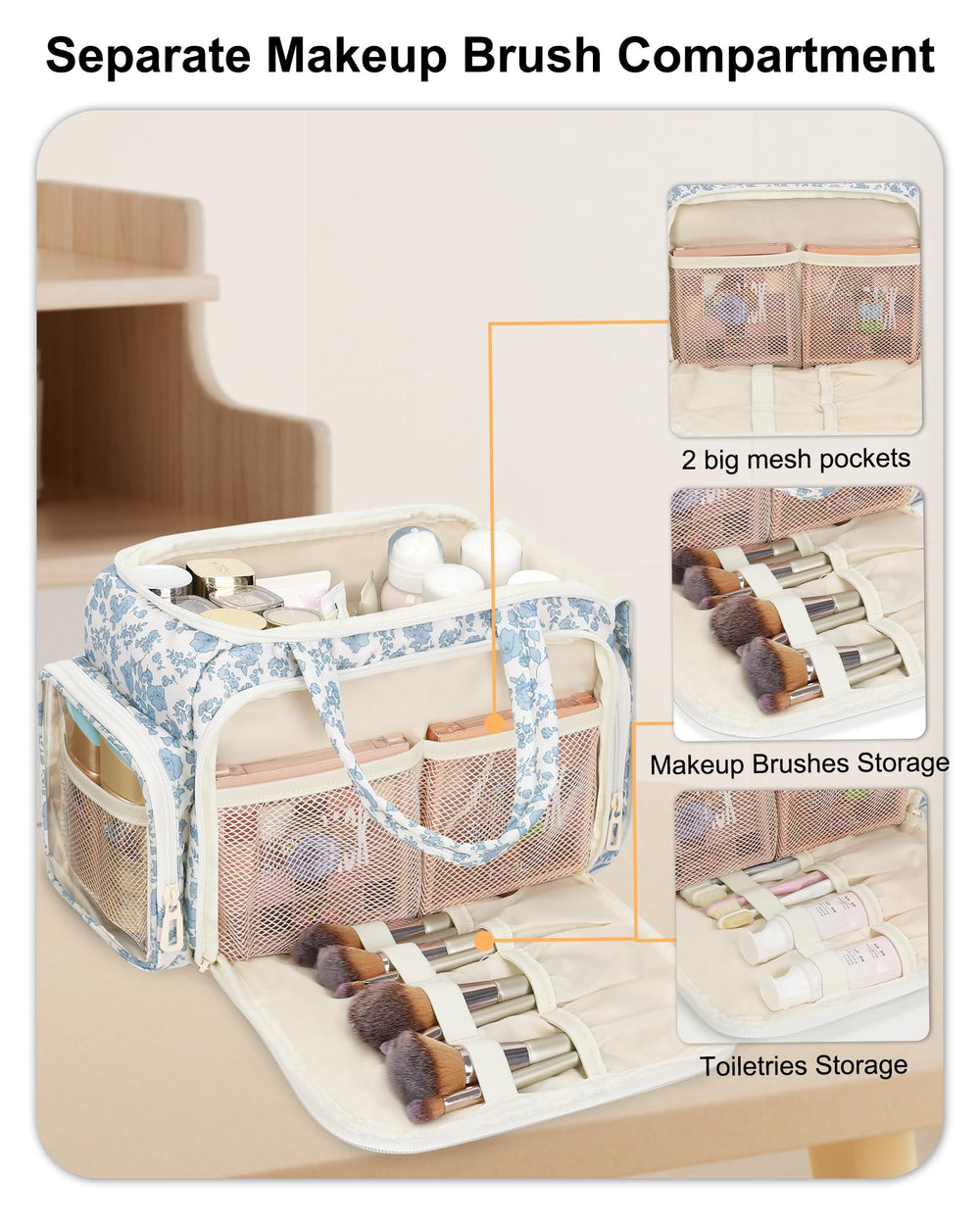 Emplacement séparé pour pinceaux sur la trousse WGEAR, rangement pratique
