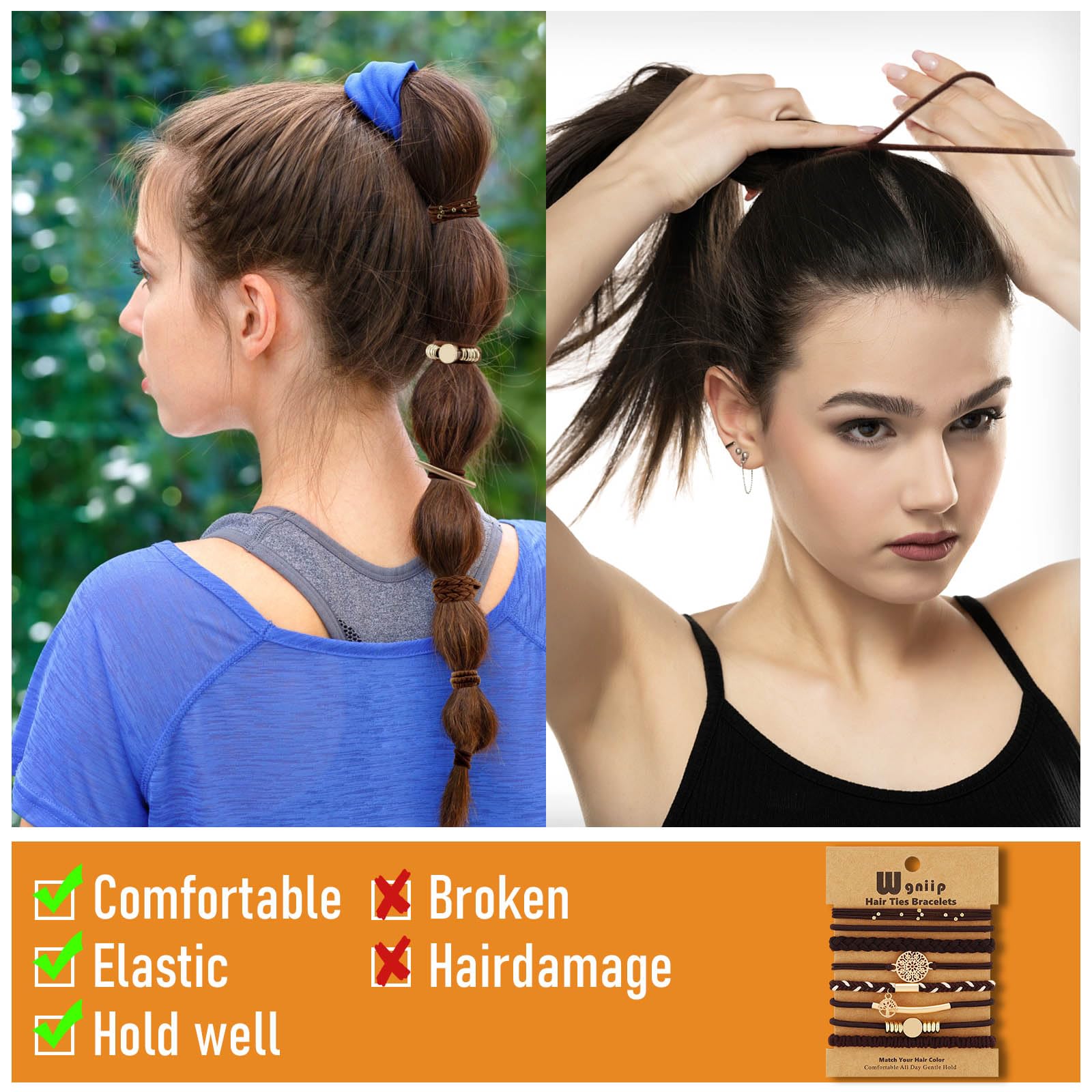 Élastiques à cheveux doux et durables de la marque Wgniip.