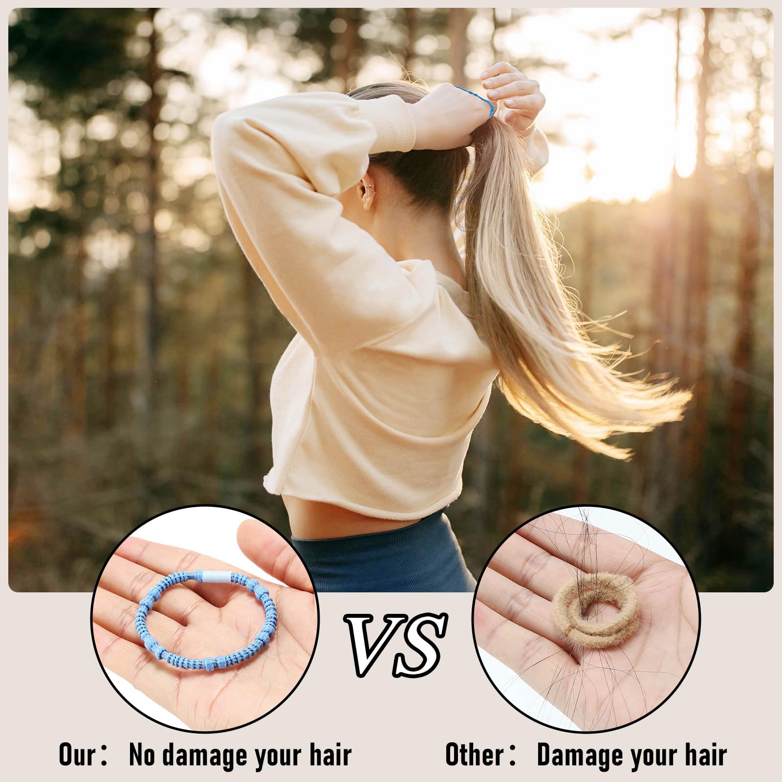Wgniip texture nylon doux et élastique des bandes cheveux