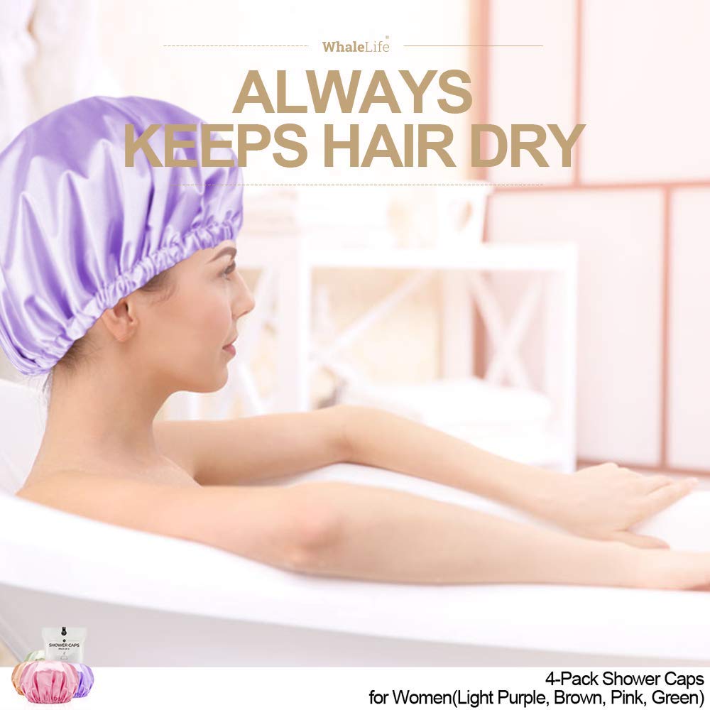 WhaleLife bonnet douche multicolore, violet clair, marron, rose et vert pour tous les styles.