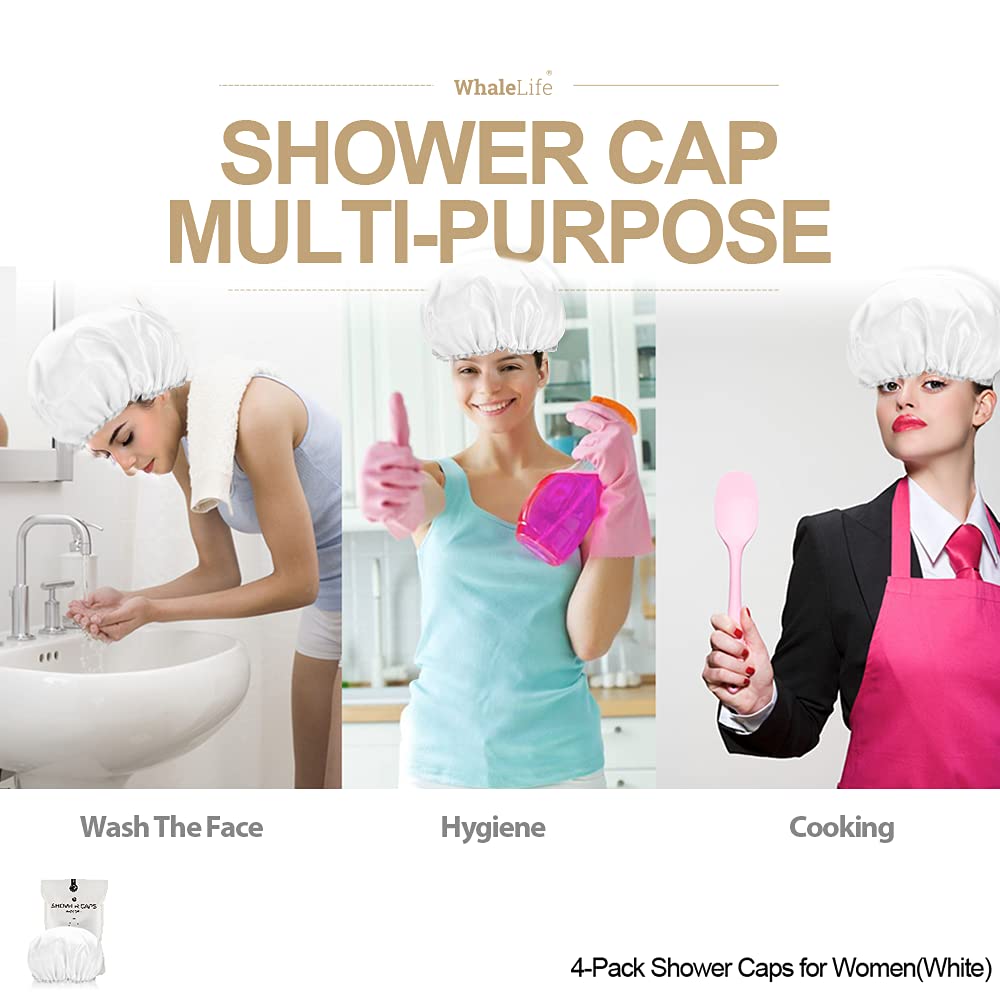 WhaleLife cap-douche duree longue blanc, capuchon réutilisable et durable.