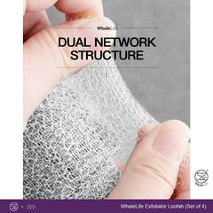 WhaleLife Loofah double-couche, surface extérieure rugueuse pour une peau nette.