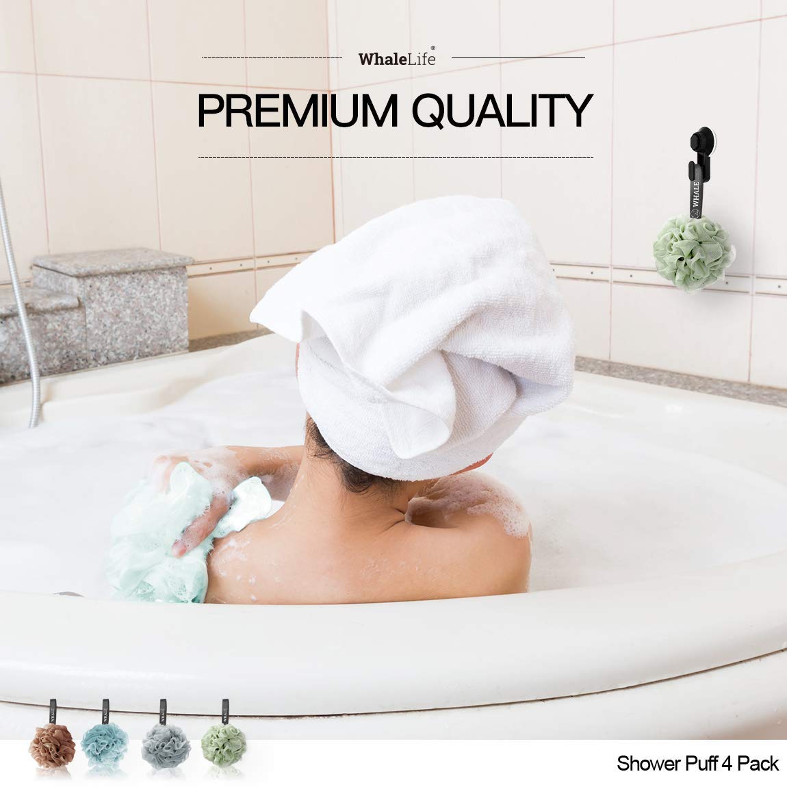 Ensemble WhaleLife Loofah 4 pièces, pratique et durable pour toute la famille