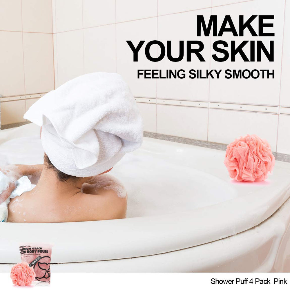 WhaleLife éponge Loofah rose - maillage durable pour long usage.
