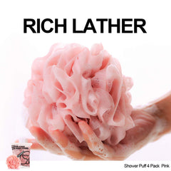 WhaleLife éponge Loofah rose - texture maille douce pour exfoliation légère.