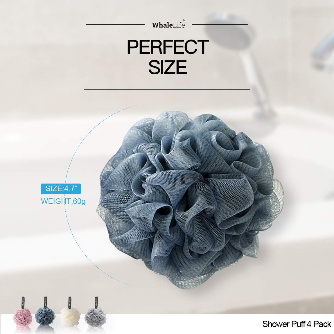 WhaleLife éponge Loofah bleu idéale pour le corps.