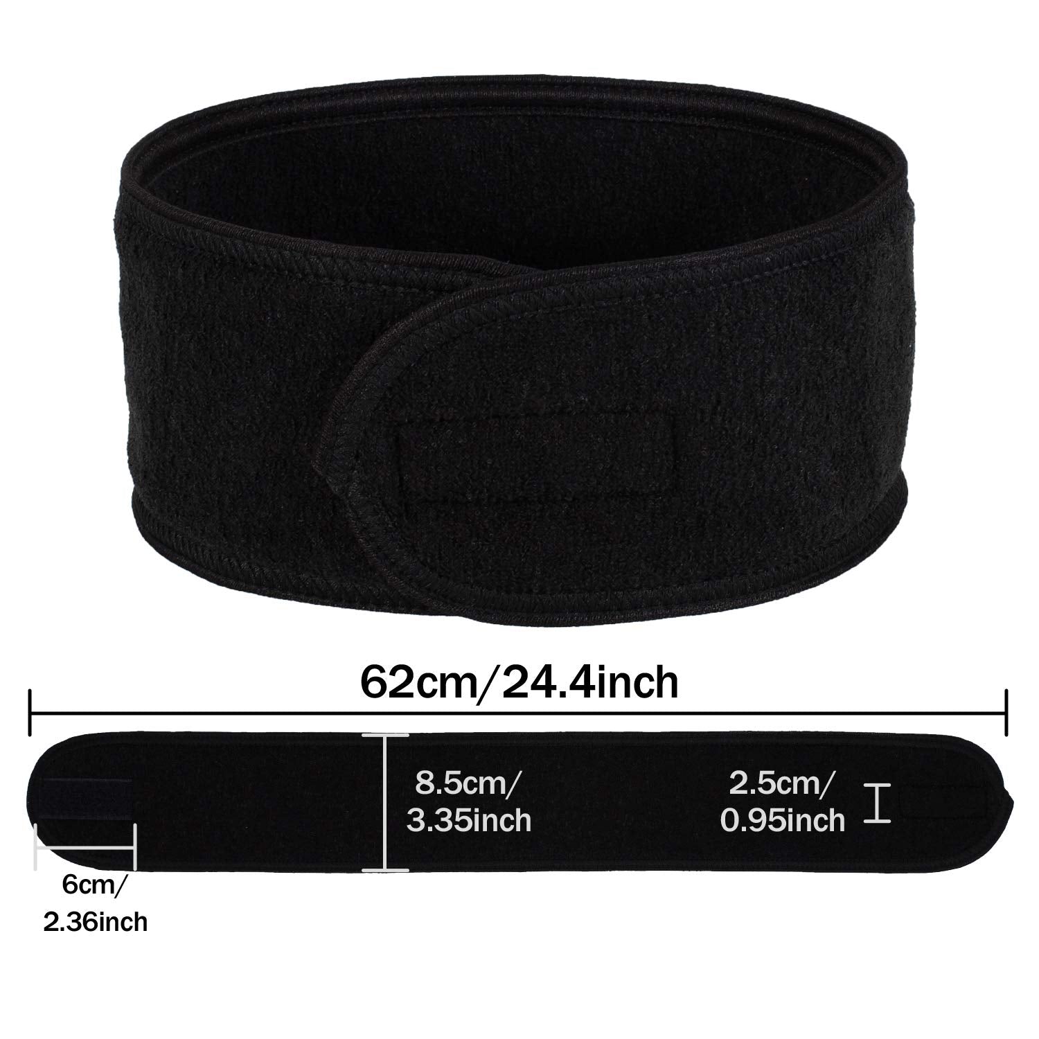 Whaline bandeau douceur peau terry noir, confort pendant le maquillage.