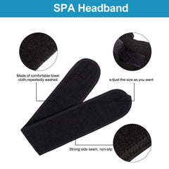 Whaline bandeau maquillage facial terry noir elasticite, ajustable pour tous.
