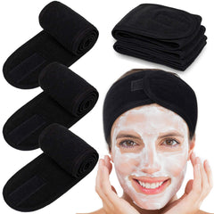 Whaline bandeau spa visage en terry noir, pratique pour garder les cheveux hors du visage.