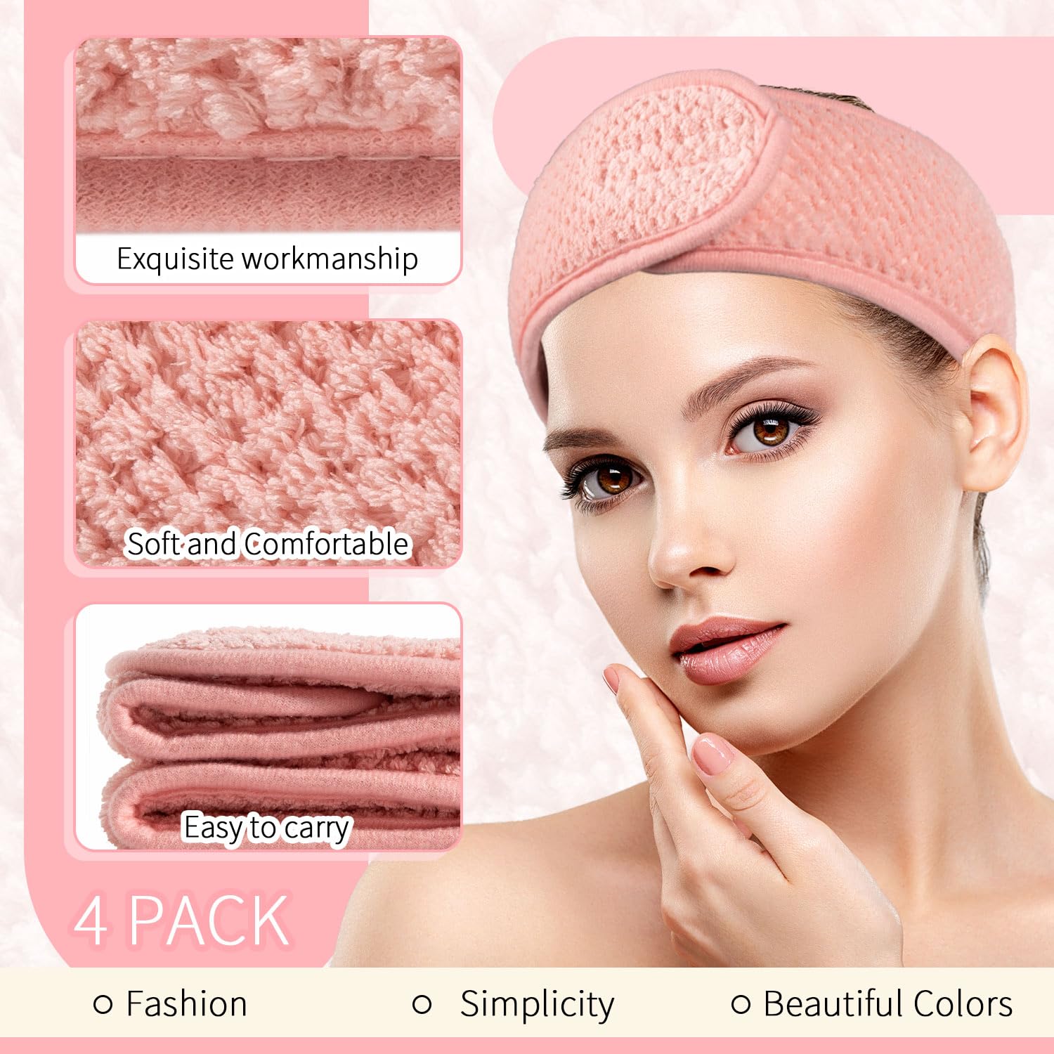 Bandeau Whaline beige clair visage, douceur durable et lavage répété.