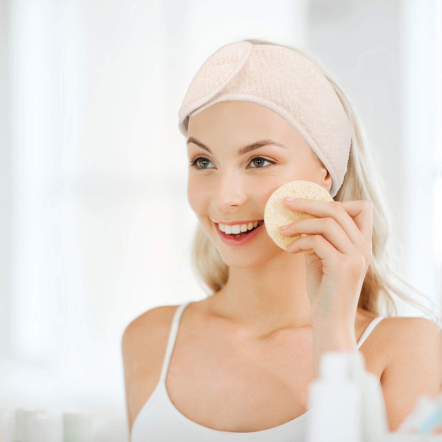 Whaline bandeau visage pour yoga et bain, pratique lors des séances à domicile.