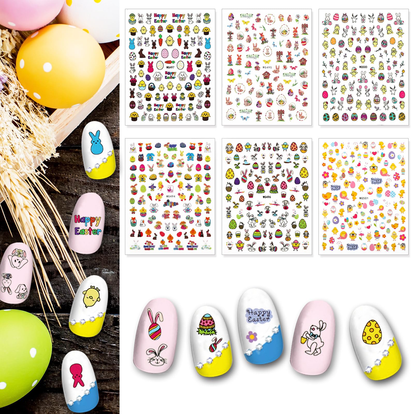 Whaline oeuf Paques – œufs décoratifs sur ongles festifs