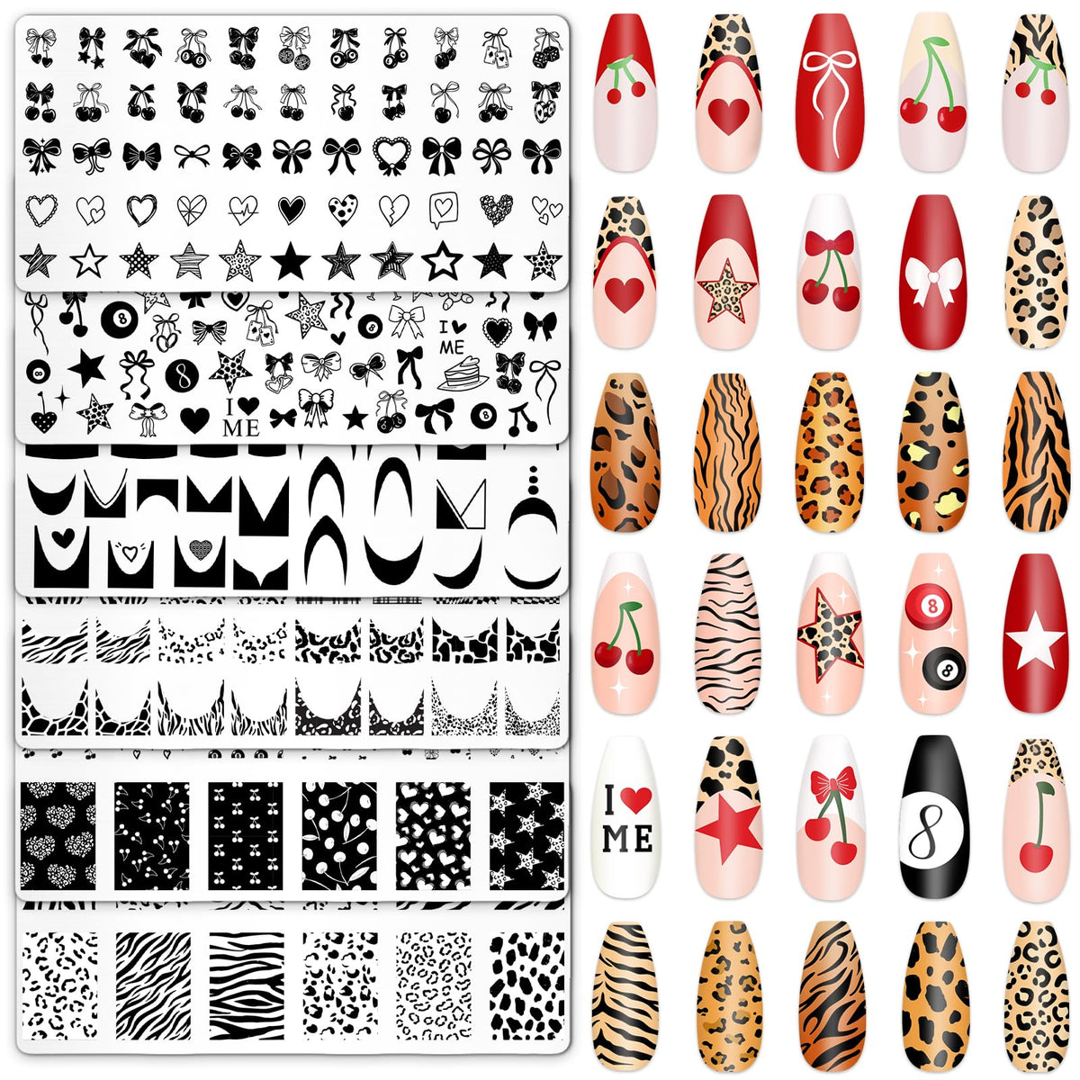 Whaline plaque Léopard cerise: motifs tendance pour nail art à domicile.