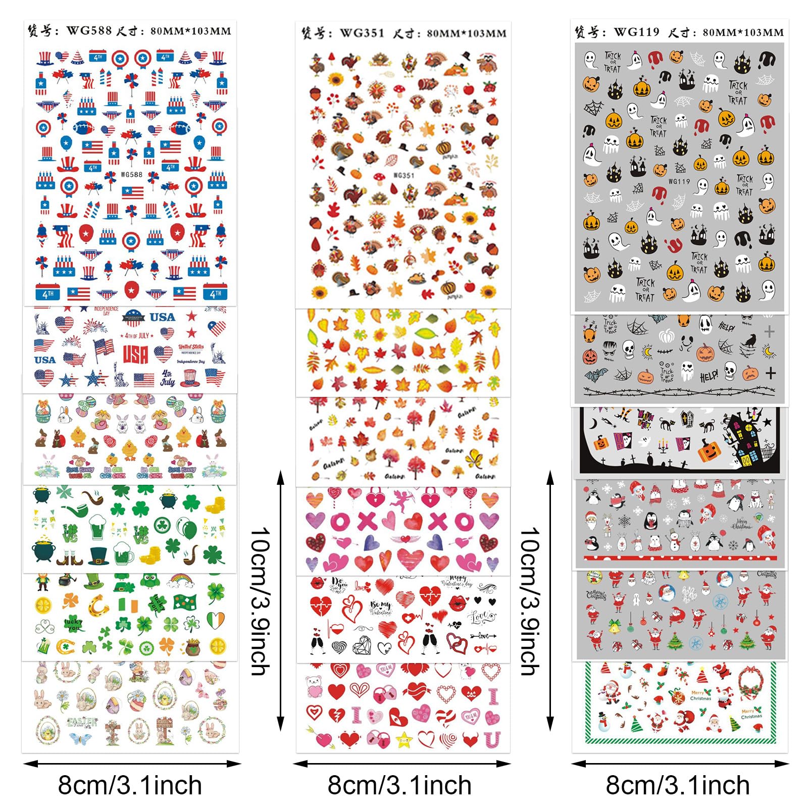 Whaline stickers ongles – thèmes fetes, couleurs festives.