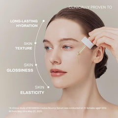 Application légère du Whamisa Cactus Bouncy sur la peau, absorption non grasse.