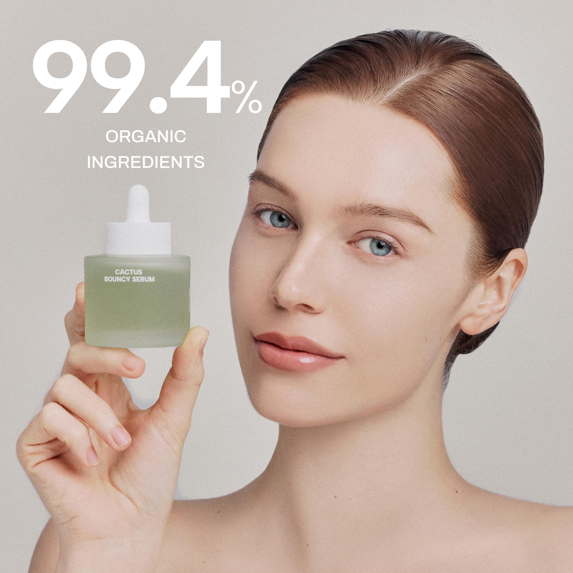 Whamisa Sérum Cactus Bouncy, texture riche prête à l application pour une peau douce et nourrie.