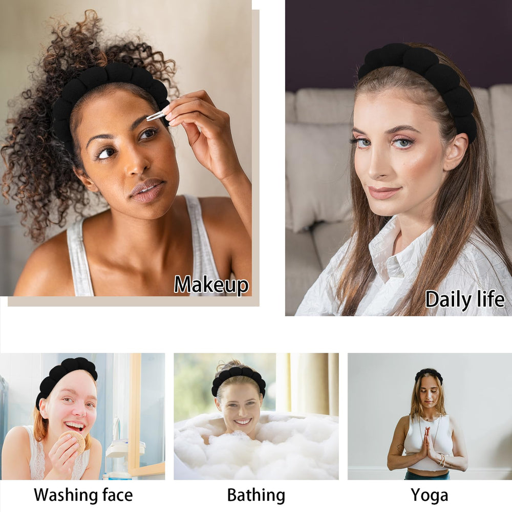 WHAVEL bandeau cheveux relevés noir, pratique pour le lavage