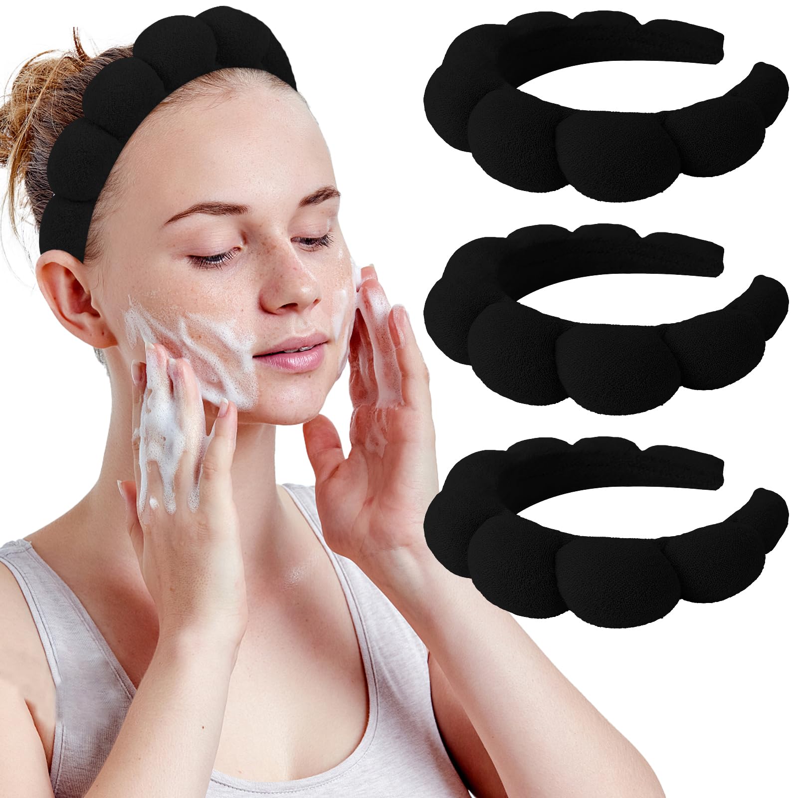 WHAVEL bandeau spa noir ensemble, maintien des cheveux lors du lavage