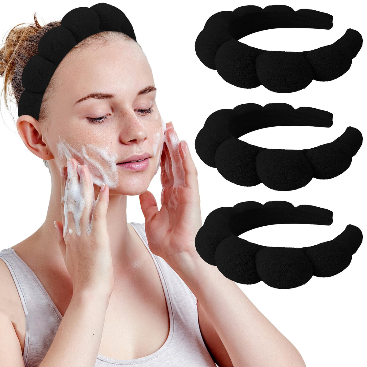 WHAVEL bandeau spa noir ensemble, maintien des cheveux lors du lavage