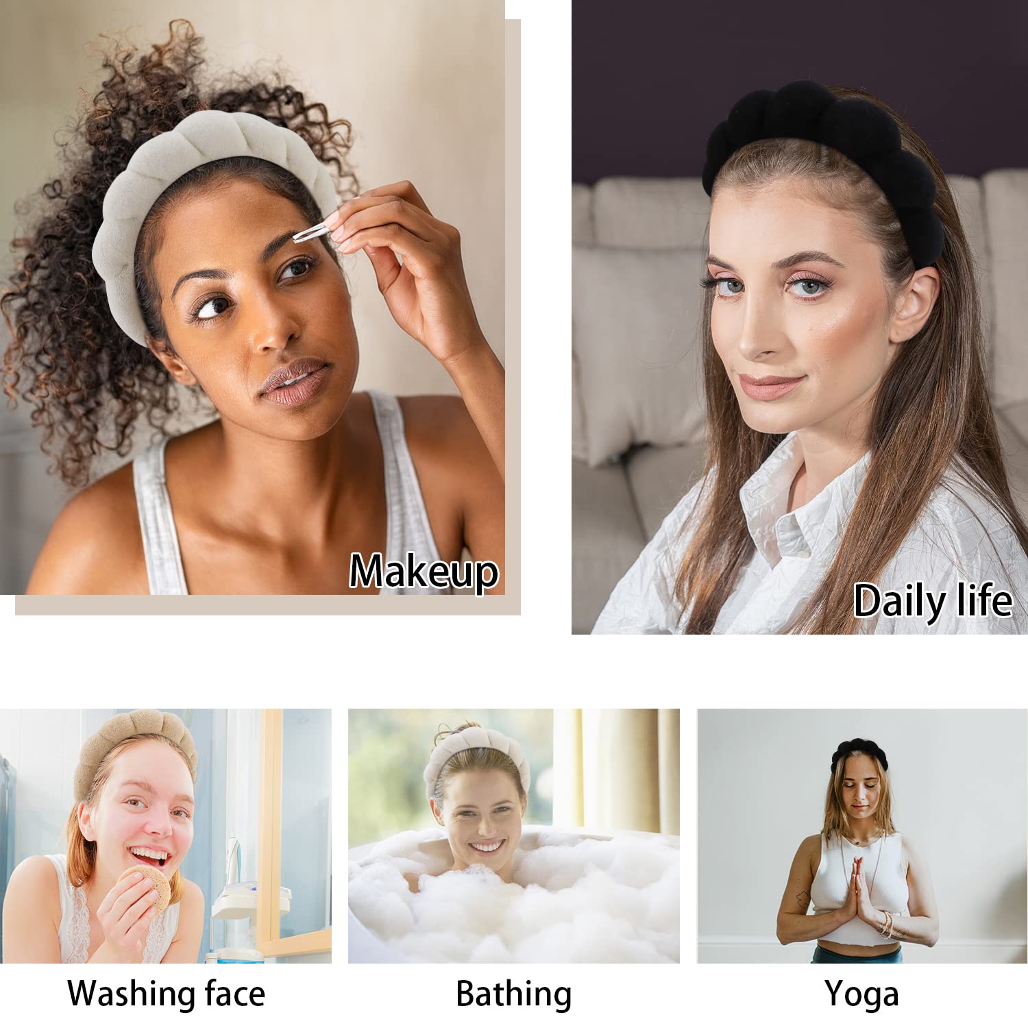 WHAVEL bandeau usage multiples activités, parfait pour maquillage et masque.