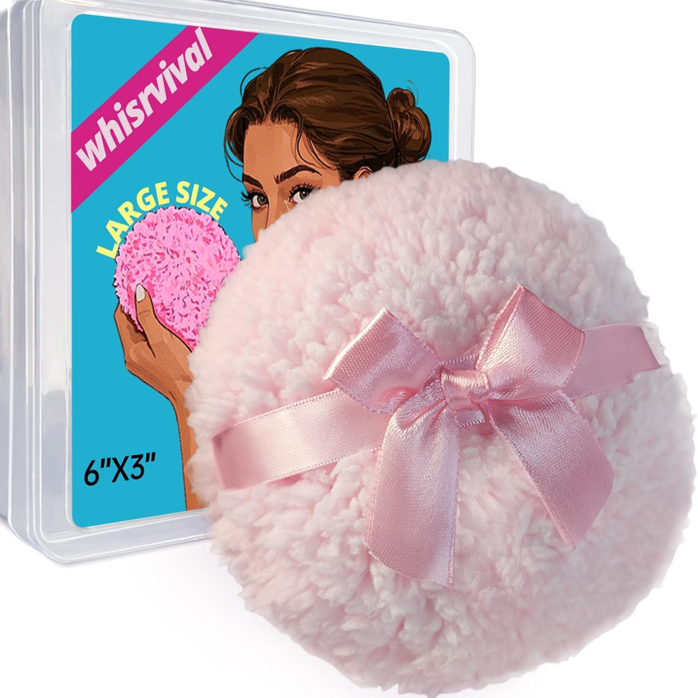 Whisrvival pouf poudre corps 6 pouces face – couverture rapide et uniforme