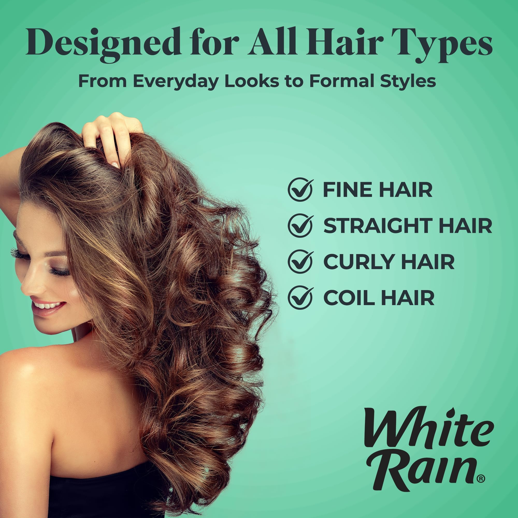 White Rain resistance-humidite protège contre l'humidité sans alourdir les cheveux.