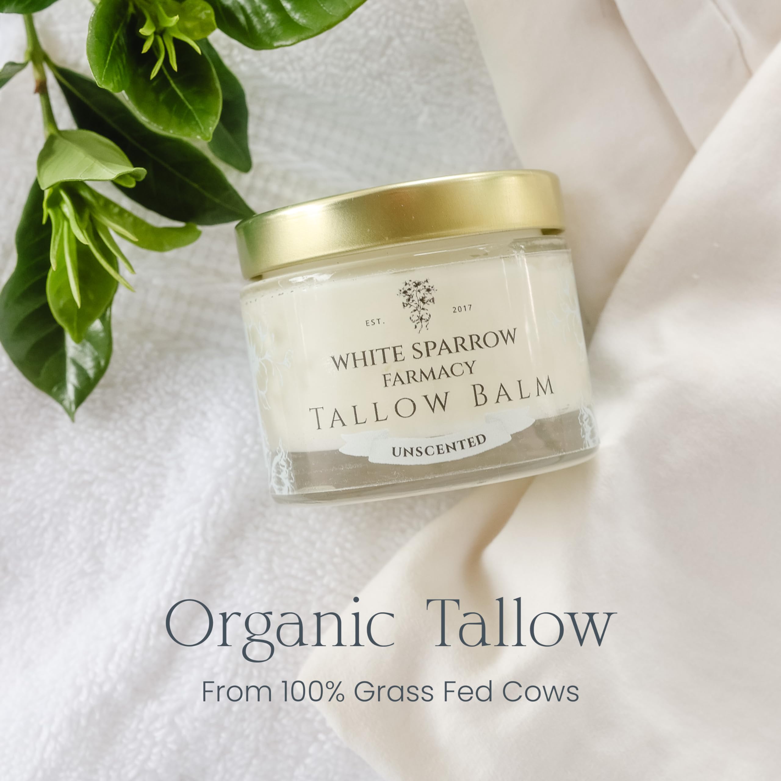 Soin artisanal au suif White Sparrow Farmacy pour un confort durable.