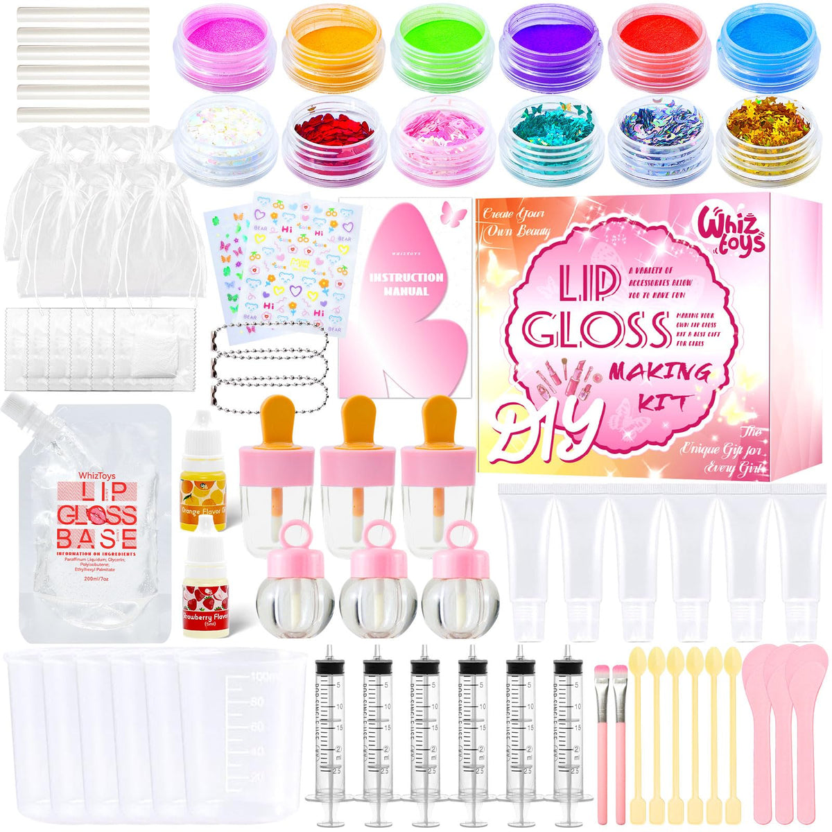WhizToys kit gloss Lèvres, ensemble complet pour créer un gloss sur mesure à domicile