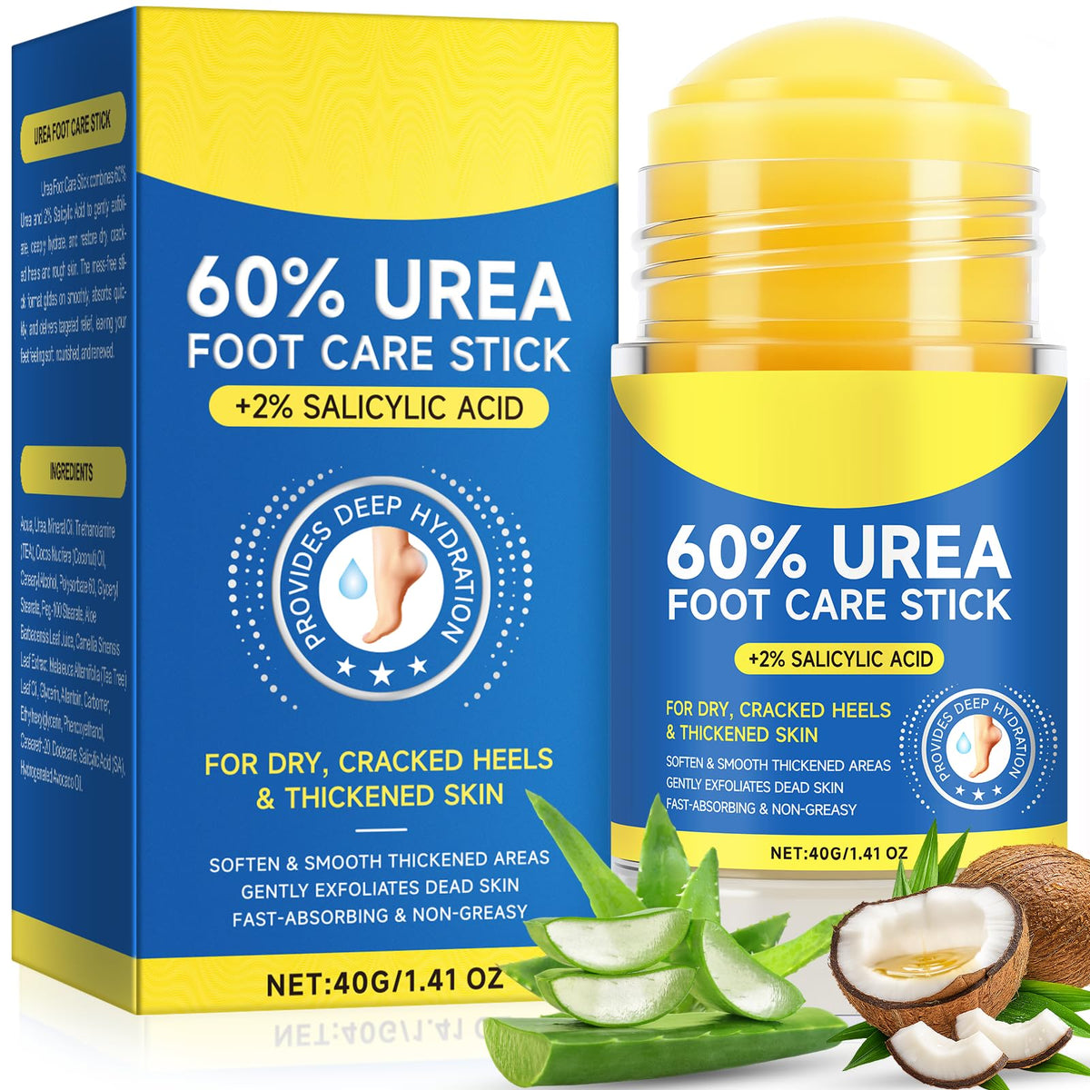 WHLH & WELL-BEING bâton-crème urée 60% pour pieds, hydratation rapide et ciblée