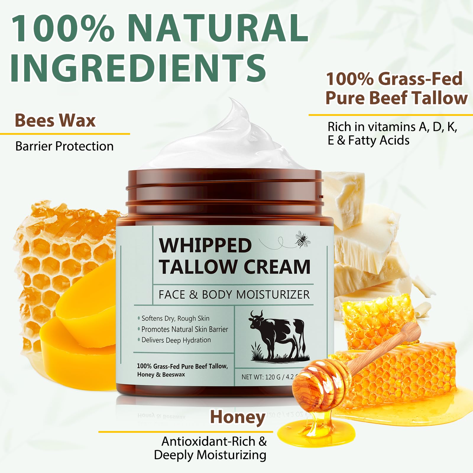 WHLH & WELL-BEING graisse-boeuf baume-texture-creme-naturelle: texture riche et absorption rapide.