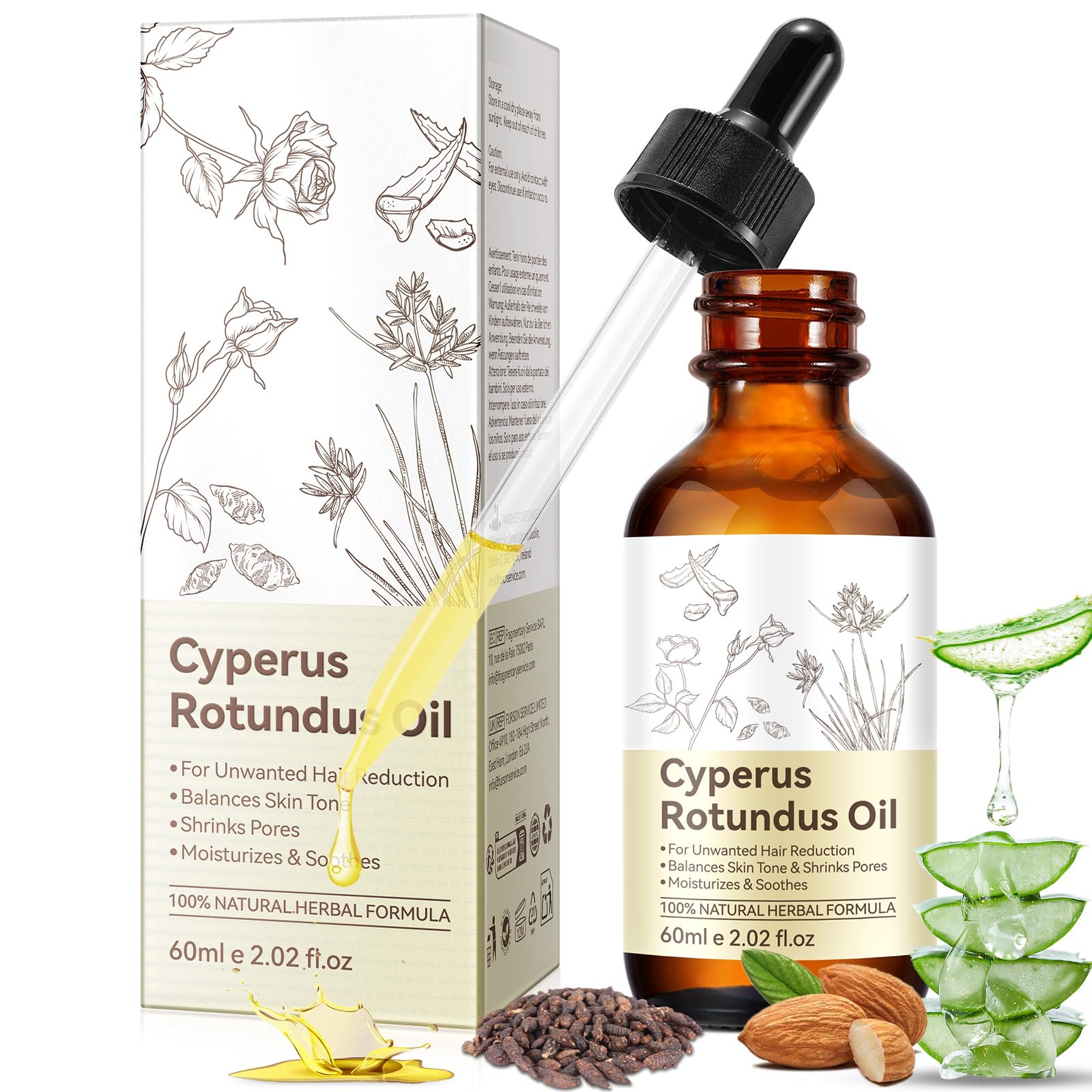 WHLH & WELL-BEING Cyperus Rotundus Oil, bouteille prête pour hydrater la peau.