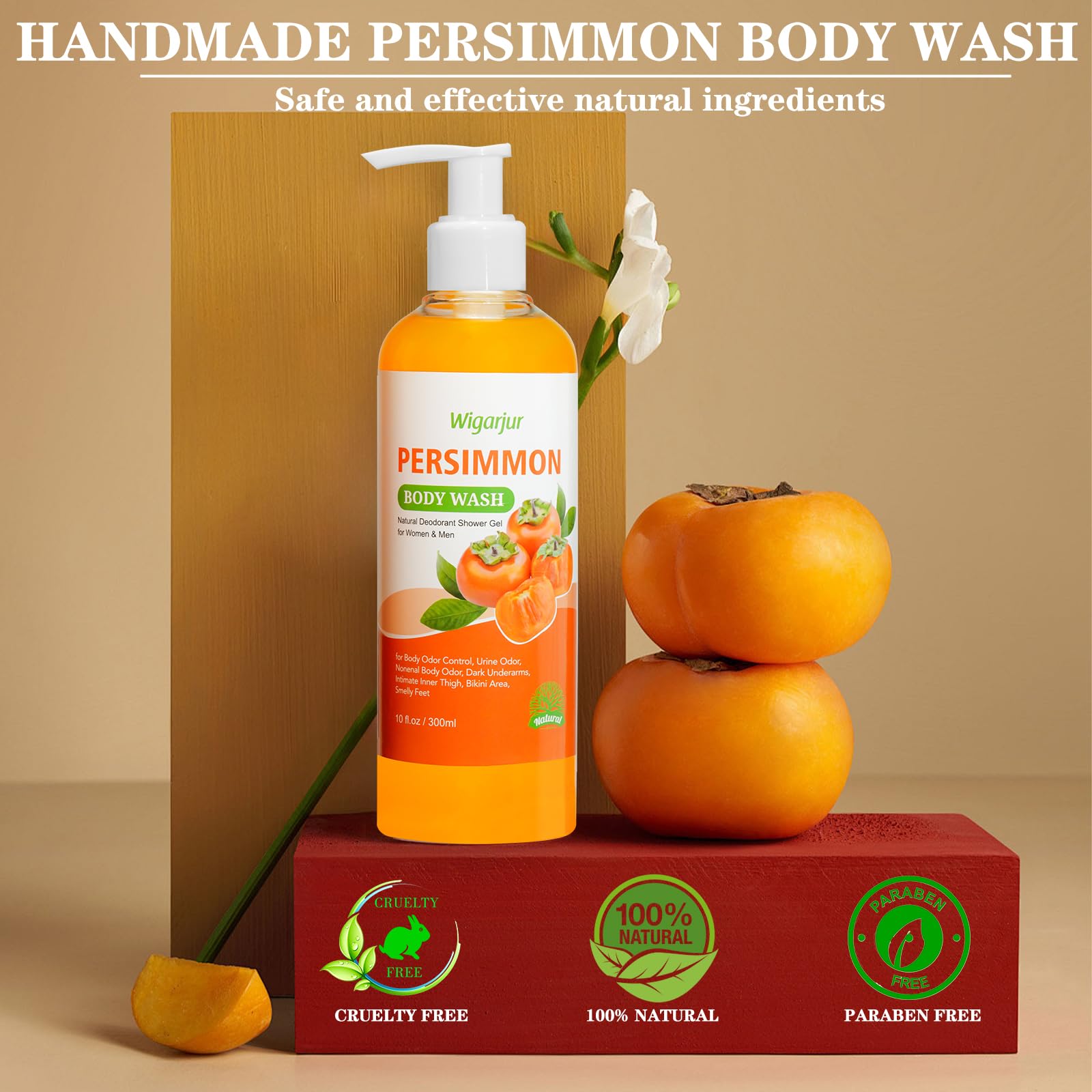 Emballage Wigarjur de 300 ml, pratique pour le rituel douche.