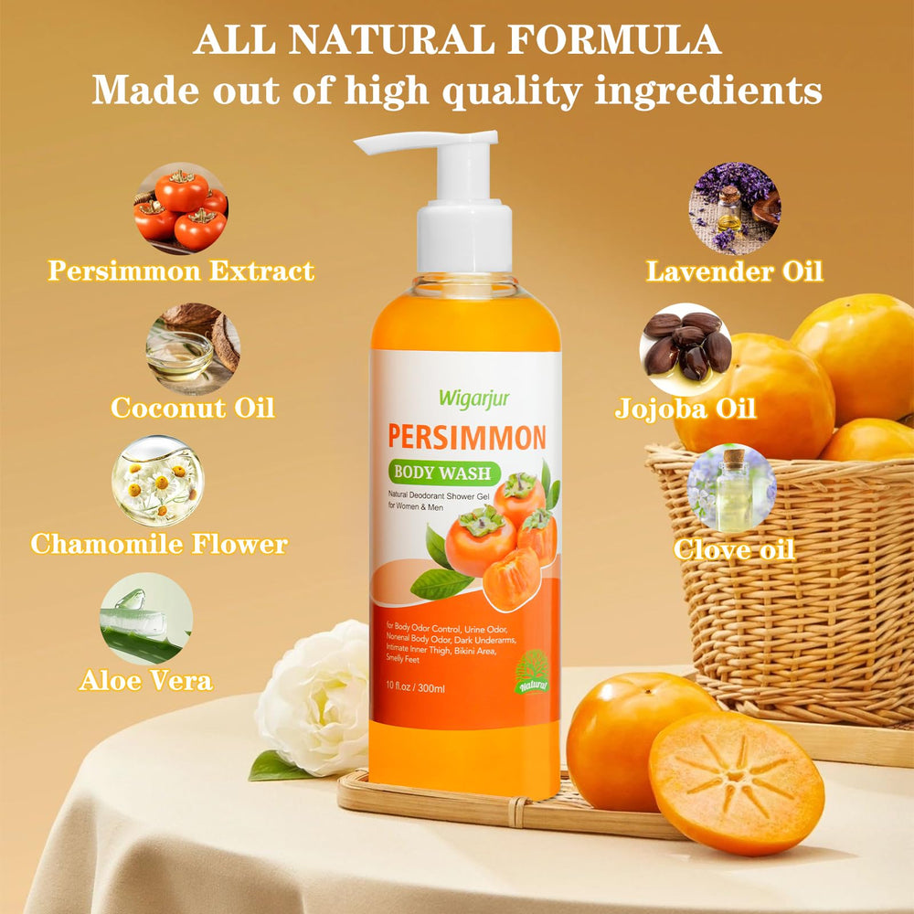 Texture crèmeuse du gel douche Persimmon de Wigarjur, pour une mousse douce.