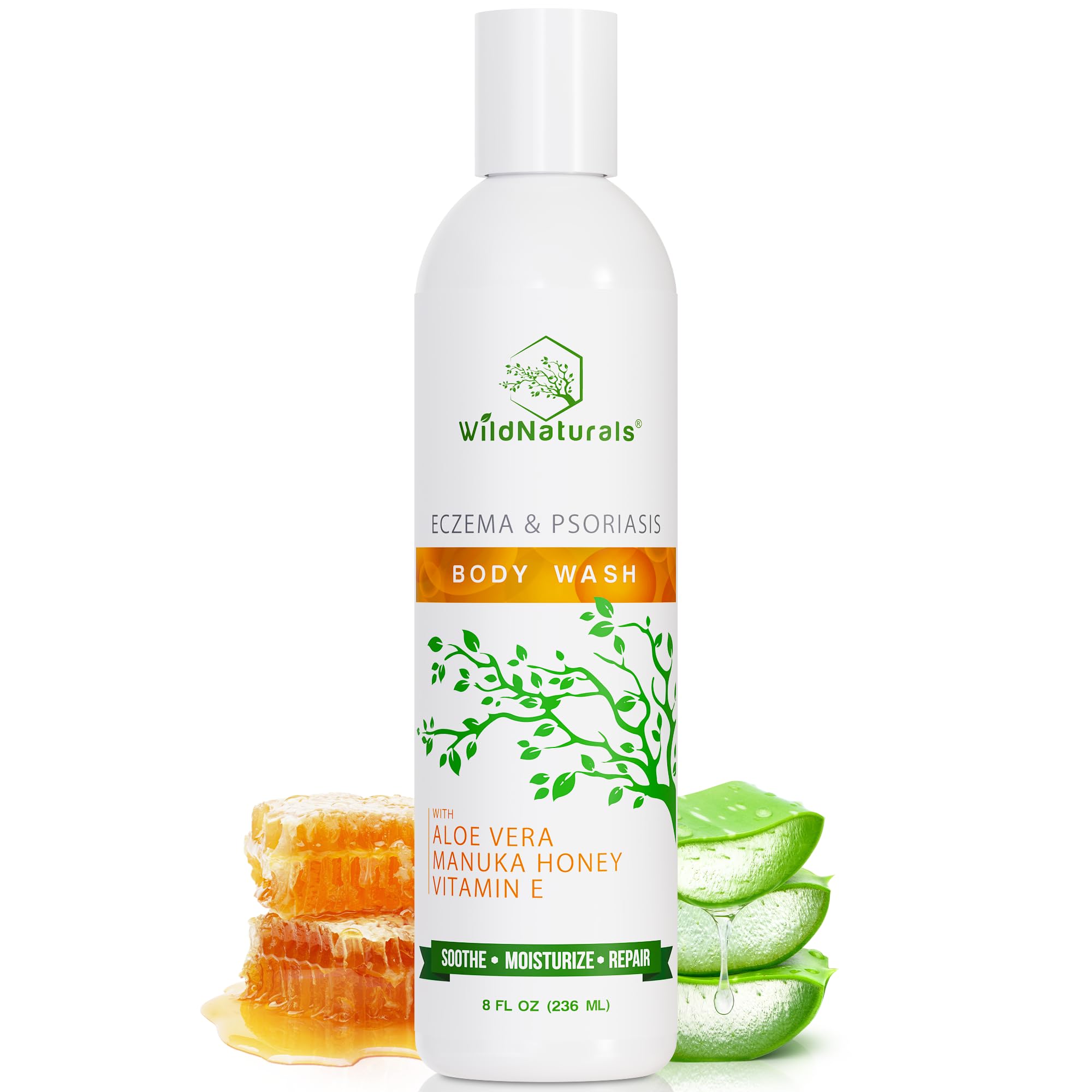Wild Naturals – Bouteille-douche-eczema-hydratant: apaise démangeaisons et hydrate durablement