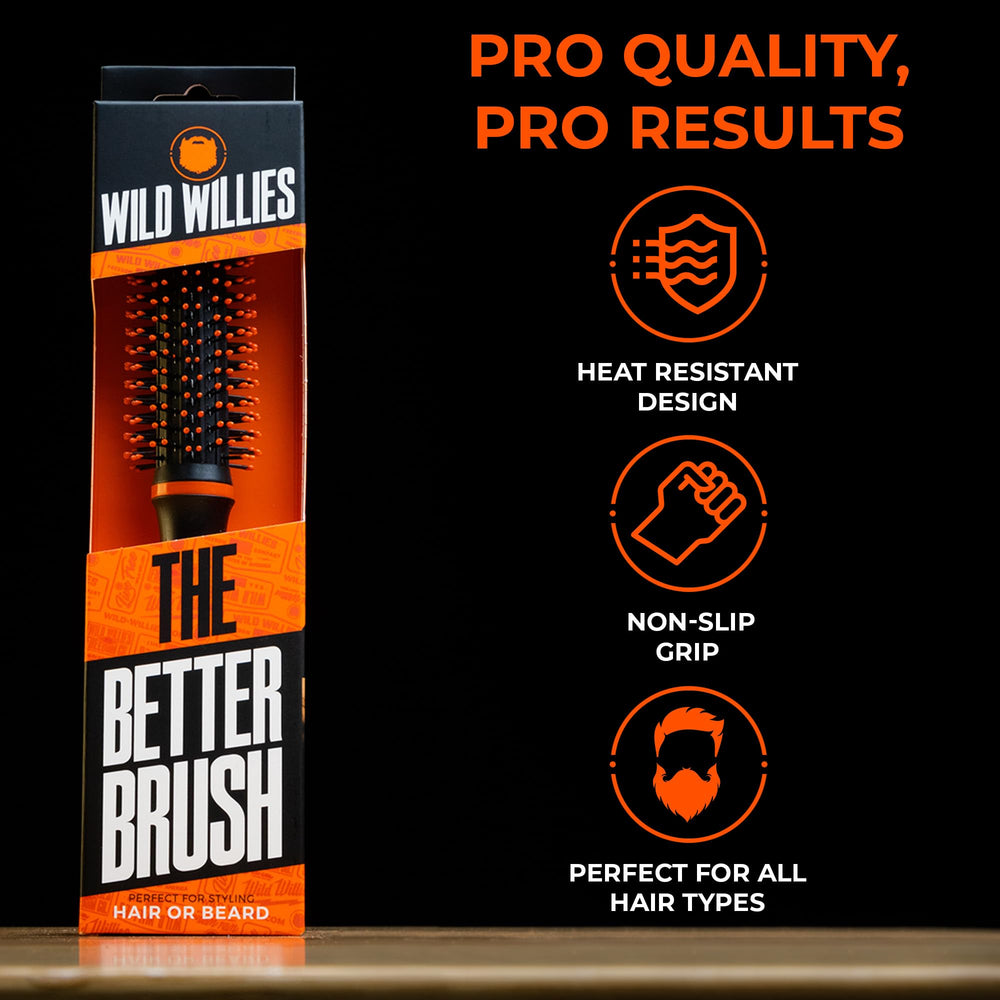 Brosse Wild Willies sèche-cheveux résistante à la chaleur, bouclage facilité.