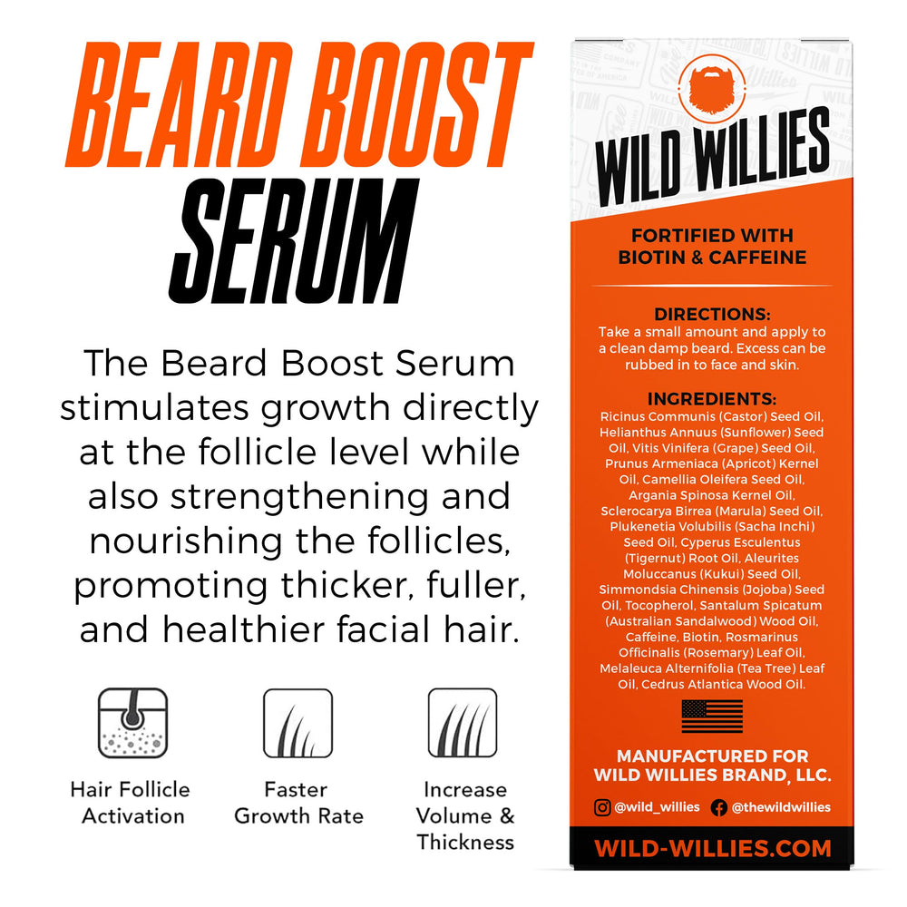 Wild Willies Sérum Croissance Barbe - duo de flacons pour une routine quotidienne