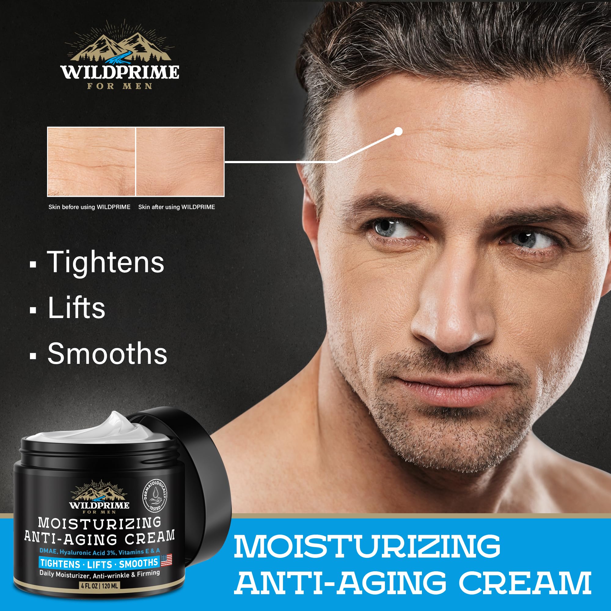 WildPRIME Crème Visage Homme – Effet lifting lissant pour teint tonifié