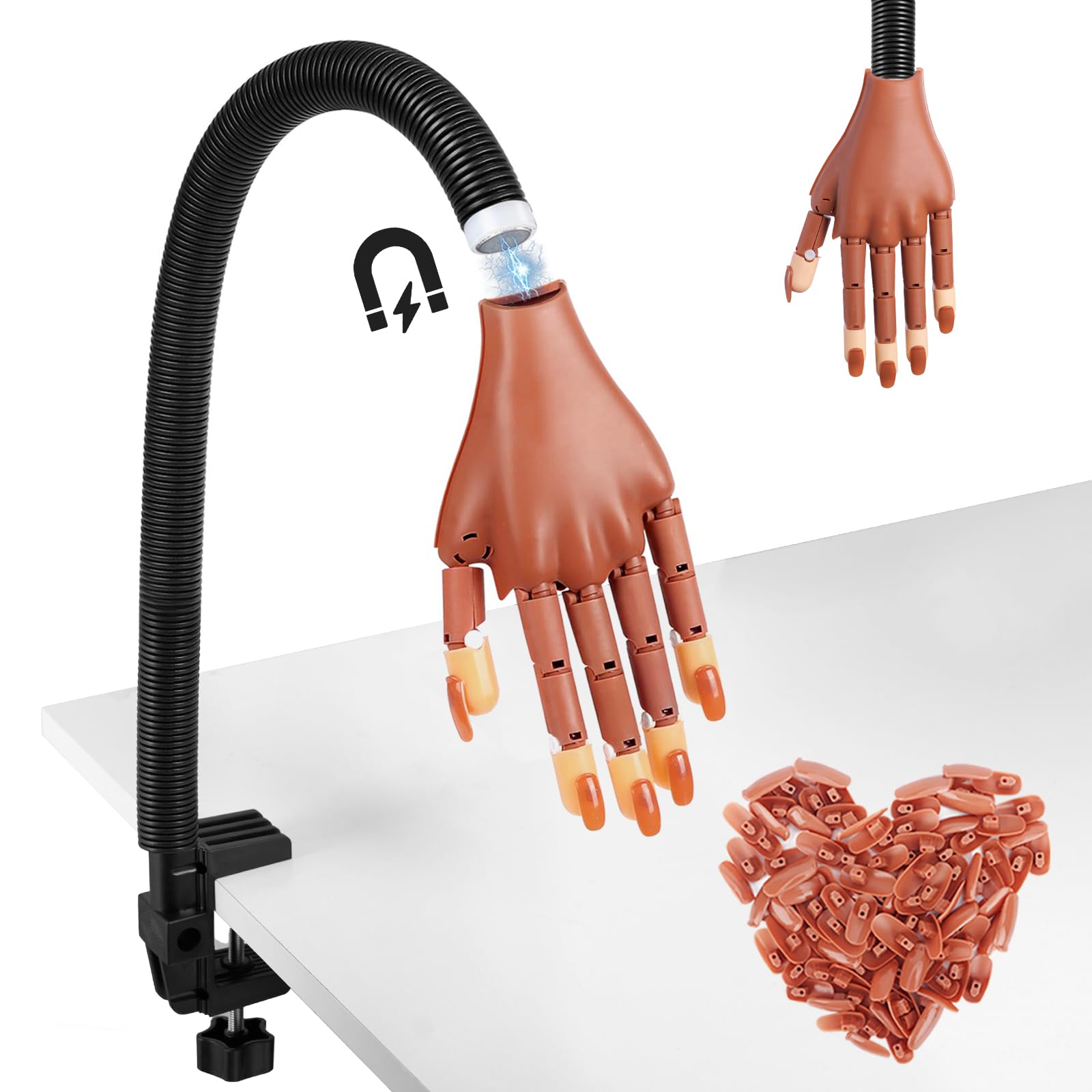 Wilfniee main pratique magnétique pour apprentissage des ongles, adaptable et rapide