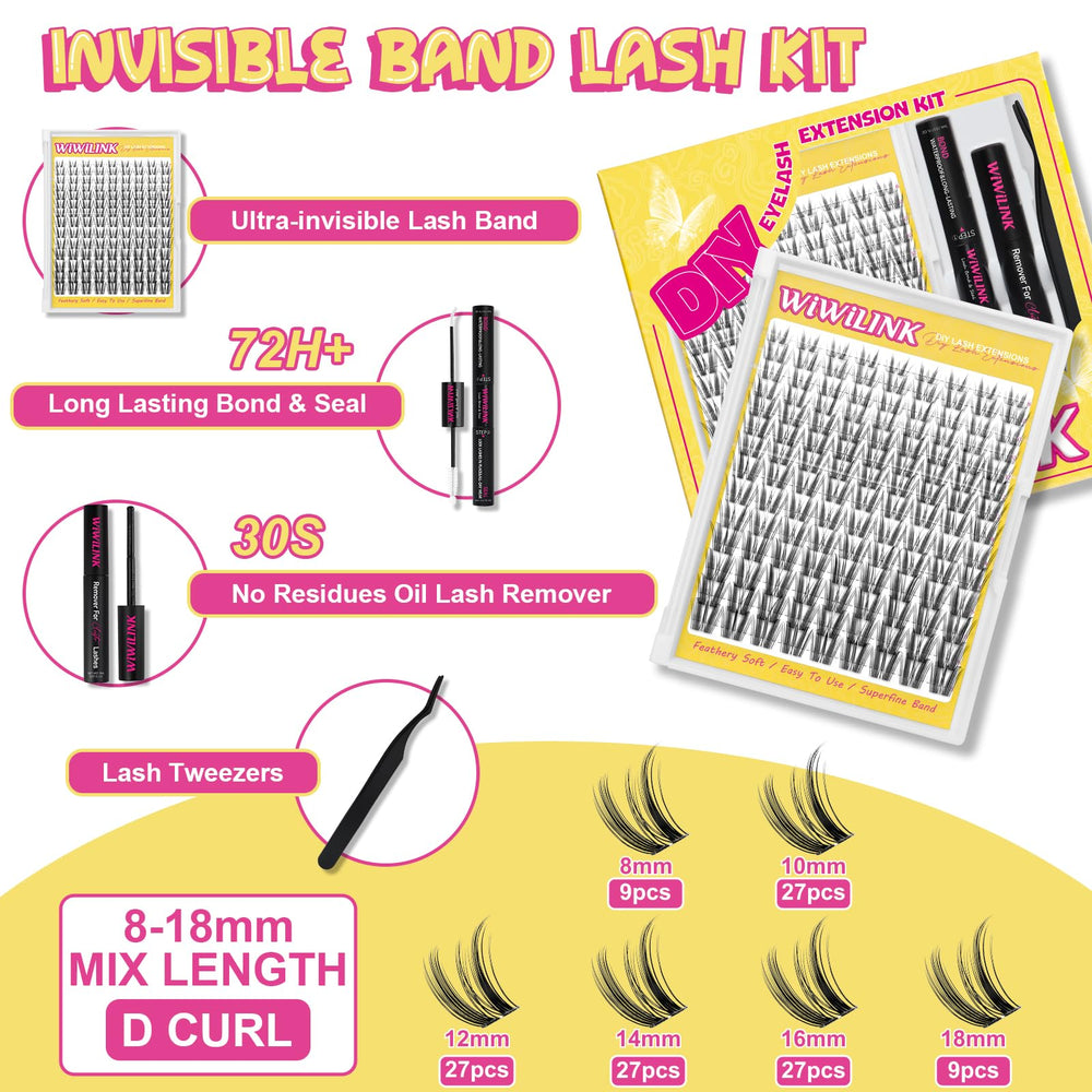 Gros plan sur le kit montrant les clusters et les longueurs 8–18 mm.