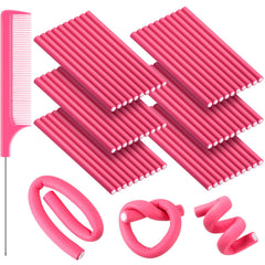 Willbond 60 bâtons boucles flexibles rose pour boucles sans chaleur et faciles à obtenir