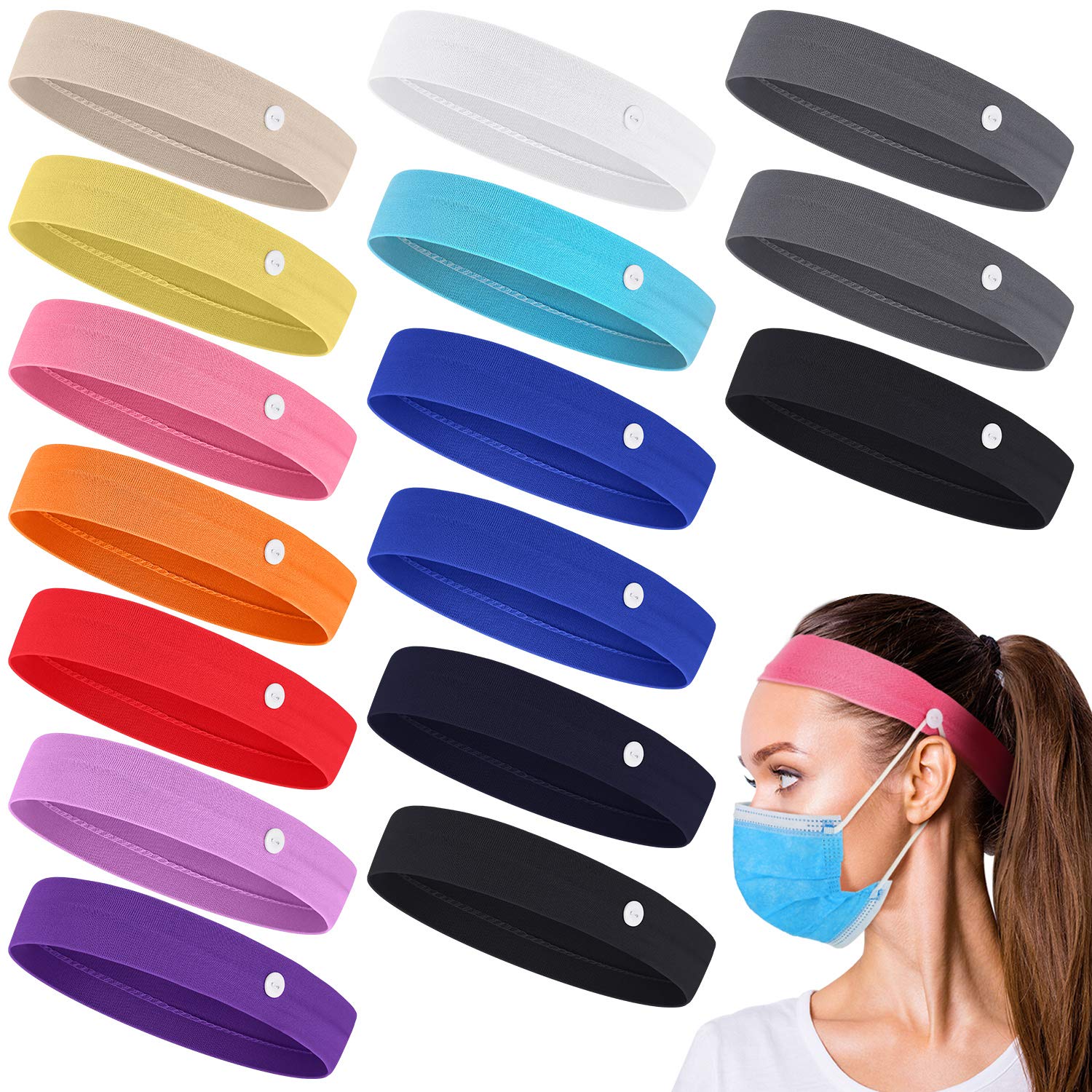 Bandeau WILLBOND avec boutons anti-glissement pour masque, confort longue durée.