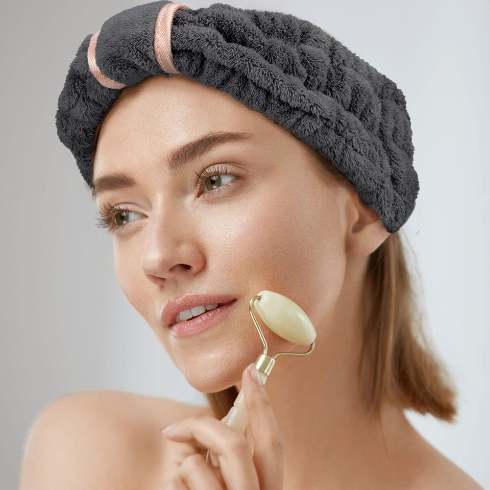 Bandeaux WILLBOND noirs en microfibre, parfaits pour spa et soins faciaux.