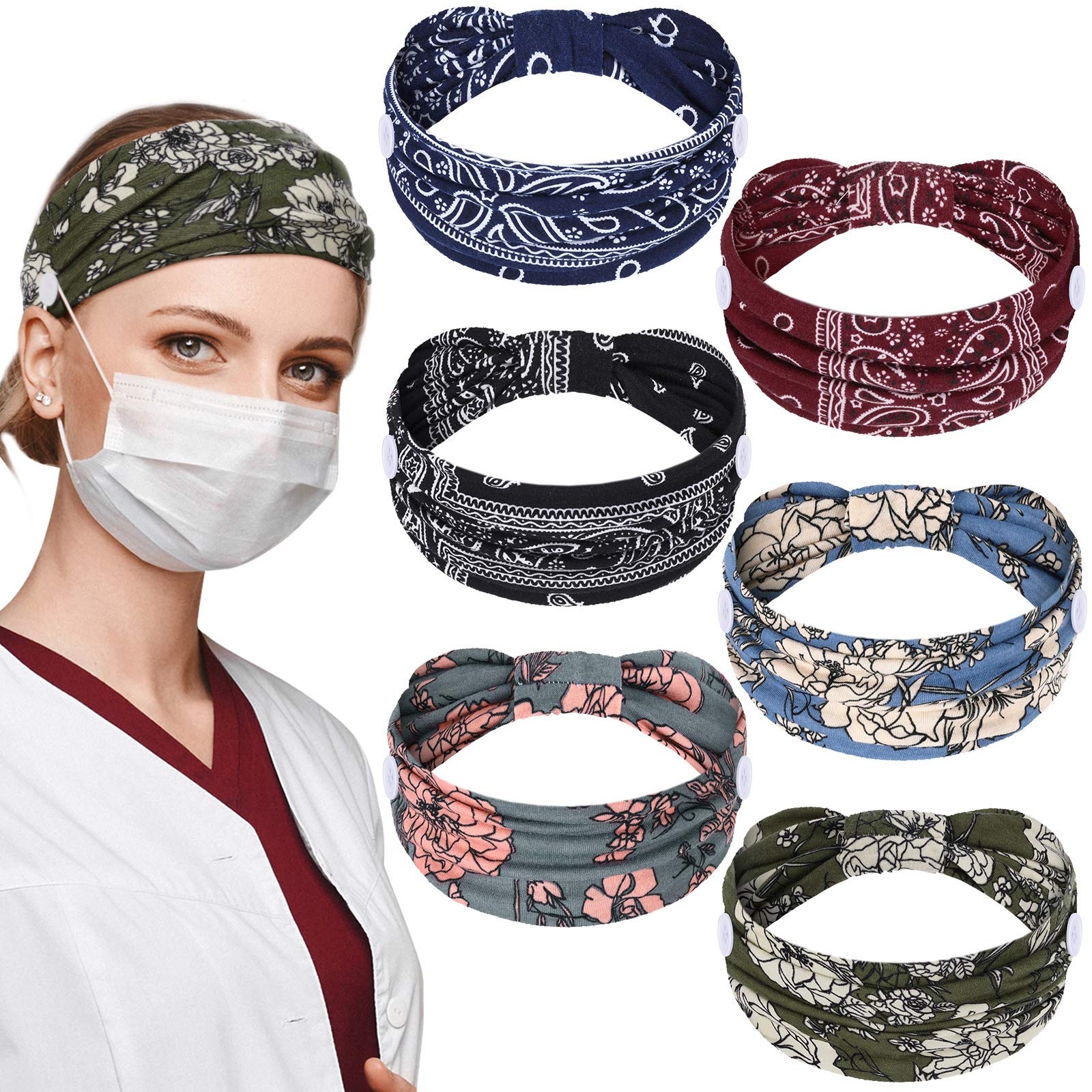 Bandes-tête WILLBOND avec boutons bohème, ensemble de six pour divers looks et praticité.