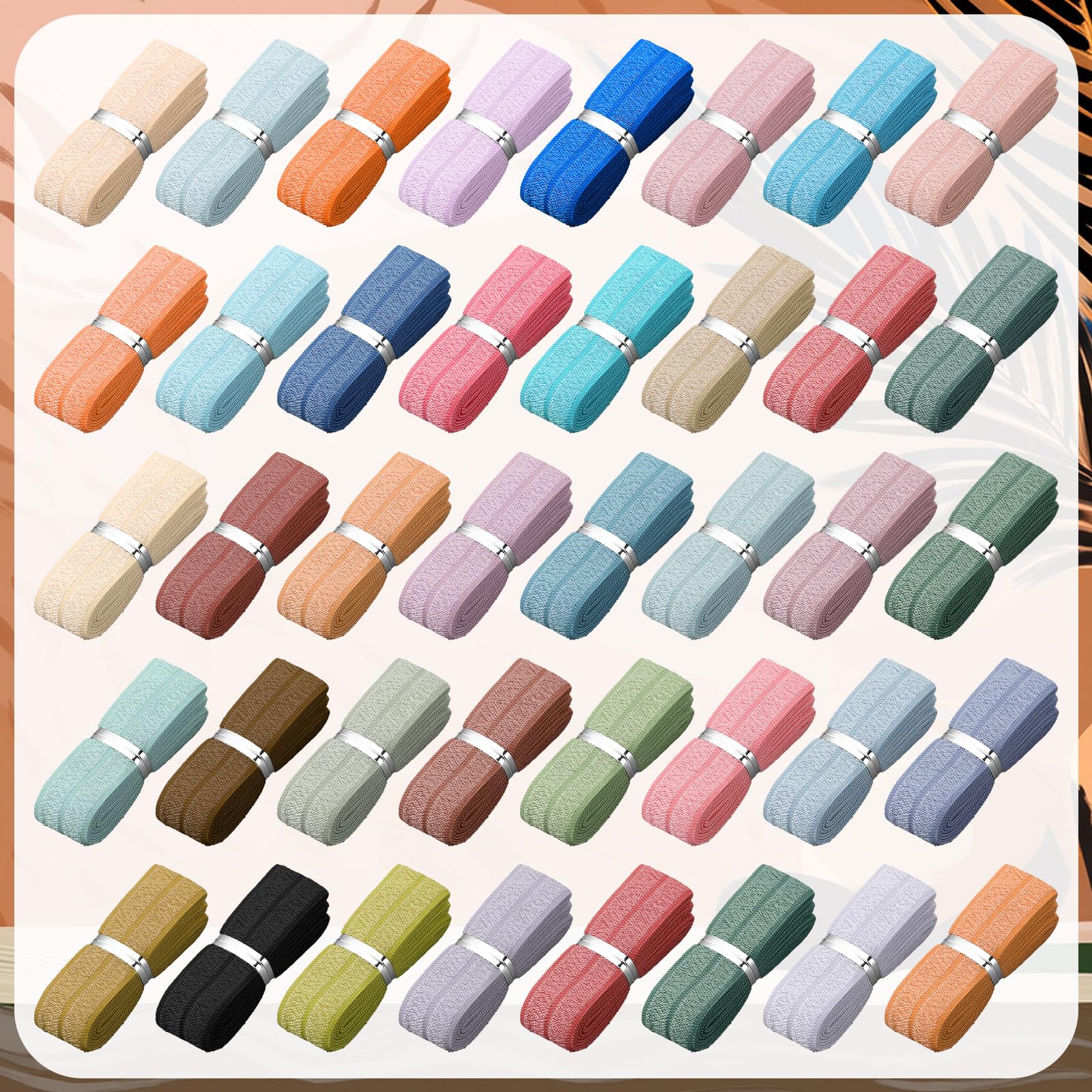 Willbond elastique-foldover 40 couleurs couture, finition nette pour textiles et accessoires.